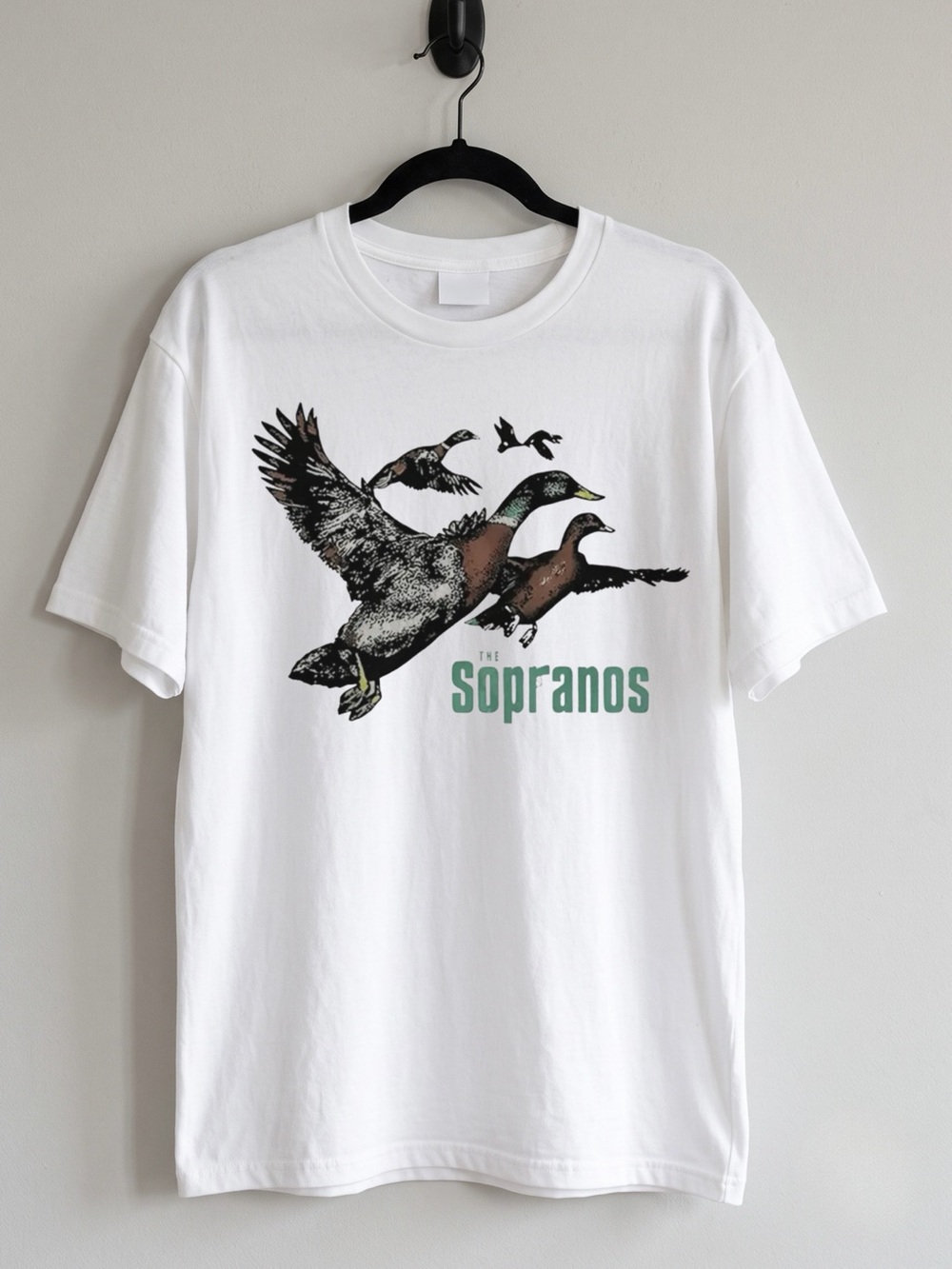 Sopranos Flying Ducks White Mob Wife Aesthetic Gildan Reprint Tee
